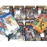 A Box Containing a Collection of Legendary Comic Book Hero Figures. X-Men and Judge Dredd.