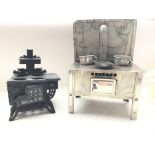 A Tin Plate Stove with pots and a Cast Iron Stove - NO RESERVE