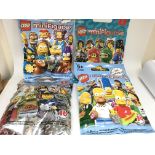 Four large display Lego minifigures bags. No reser