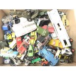 A Box Containing a Collection of Playworn Die-Cast including Dinky. Corgi. Matchbox Etc.