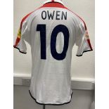 Michael Owen England 2004 Match Issued Euros Football Shirt: Short sleeve white with Owen number 10.