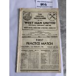 1948 West Ham Practice Match Football Programme: Ex bound programme number 1 dated 12 8 1948.