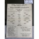 46/47 Arsenal v Chelsea Emergency Edition Football Programme: Single sheet hard to find in this