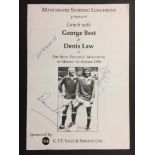 Best Law + Crerand Signed Manchester United Football Menu: Best and Law are pictured on the front of