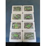 1966 World Cup Football Place Mats: Complete set of 8 each one picturing one of the 8 grounds used