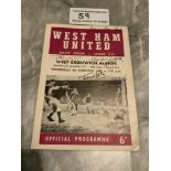 1967 West Ham v West Brom Signed Football Programme: League Cup Semi Final signed to cover by