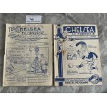 1930s Chelsea v West Brom Football Programmes: 34/35 is excellent and 36/37 has rust mark