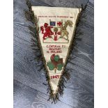 Glentoran 1967 USA Exchange Tour Pennant: Quality embossed large pennant given to Stoke City (