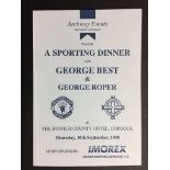 George Best Signed Dinner Menu: A Sporting Dinner with George Best who has signed the menu inside