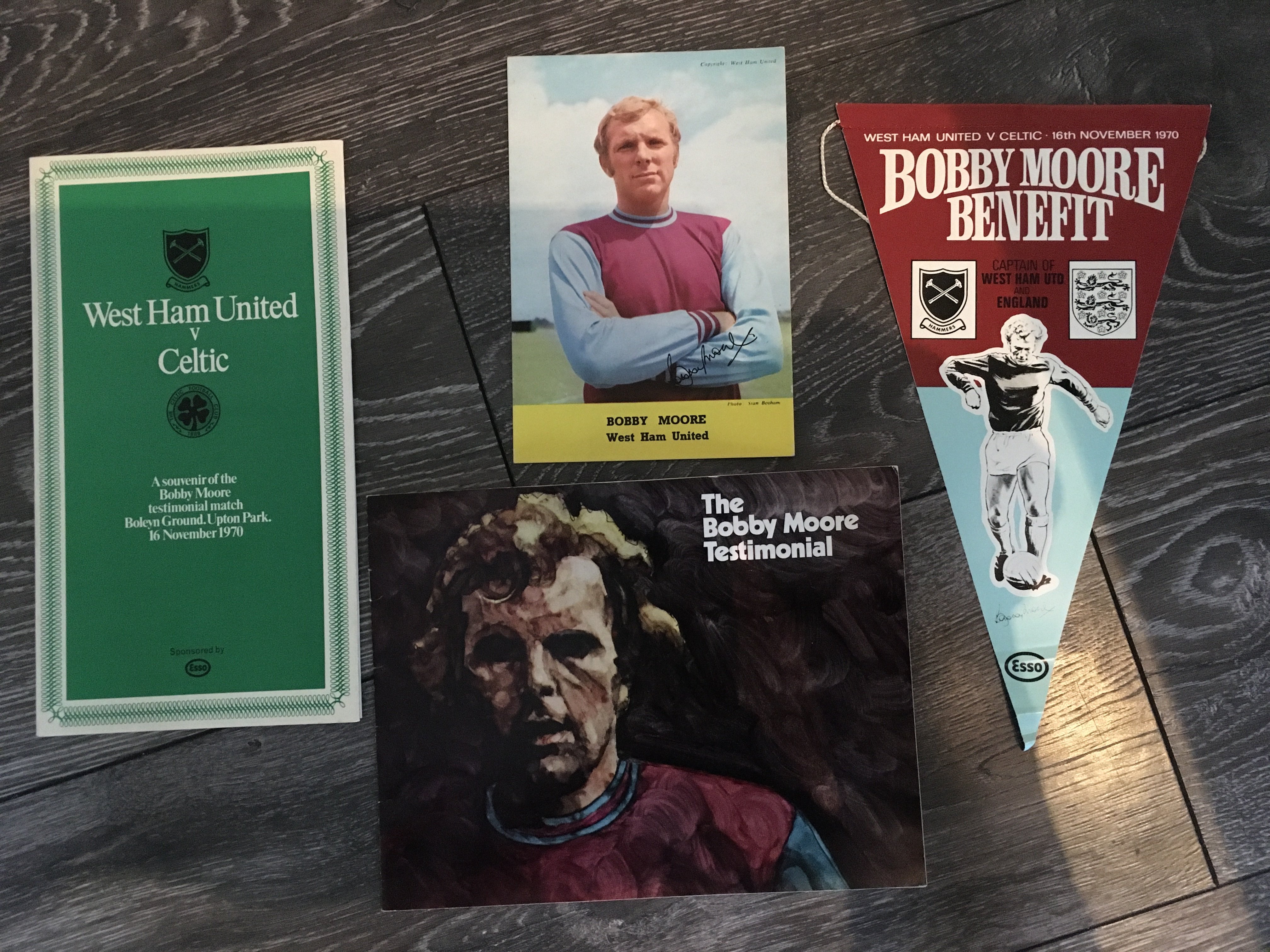 Bobby Moore West Ham Football Testimonial Items: For the Bobby Moore testimonial match v Celtic we