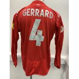 Steve Gerrard England 2004 Match Issued Euros Football Shirt: Long sleeve red with Gerrard number 4.