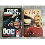 Law + Docherty Signed Manchester United Football Books: Autobiographies in excellent condition