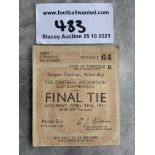 1931 FA Cup Final Football Ticket: West Brom v Birmingham City in very good condition with very