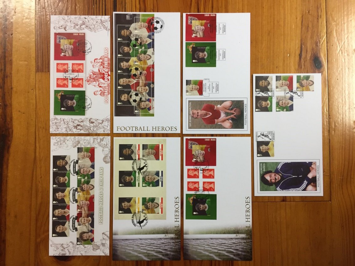 George Best Buckingham First Day Covers: Football Heroes series stamps from 2013. All covers have