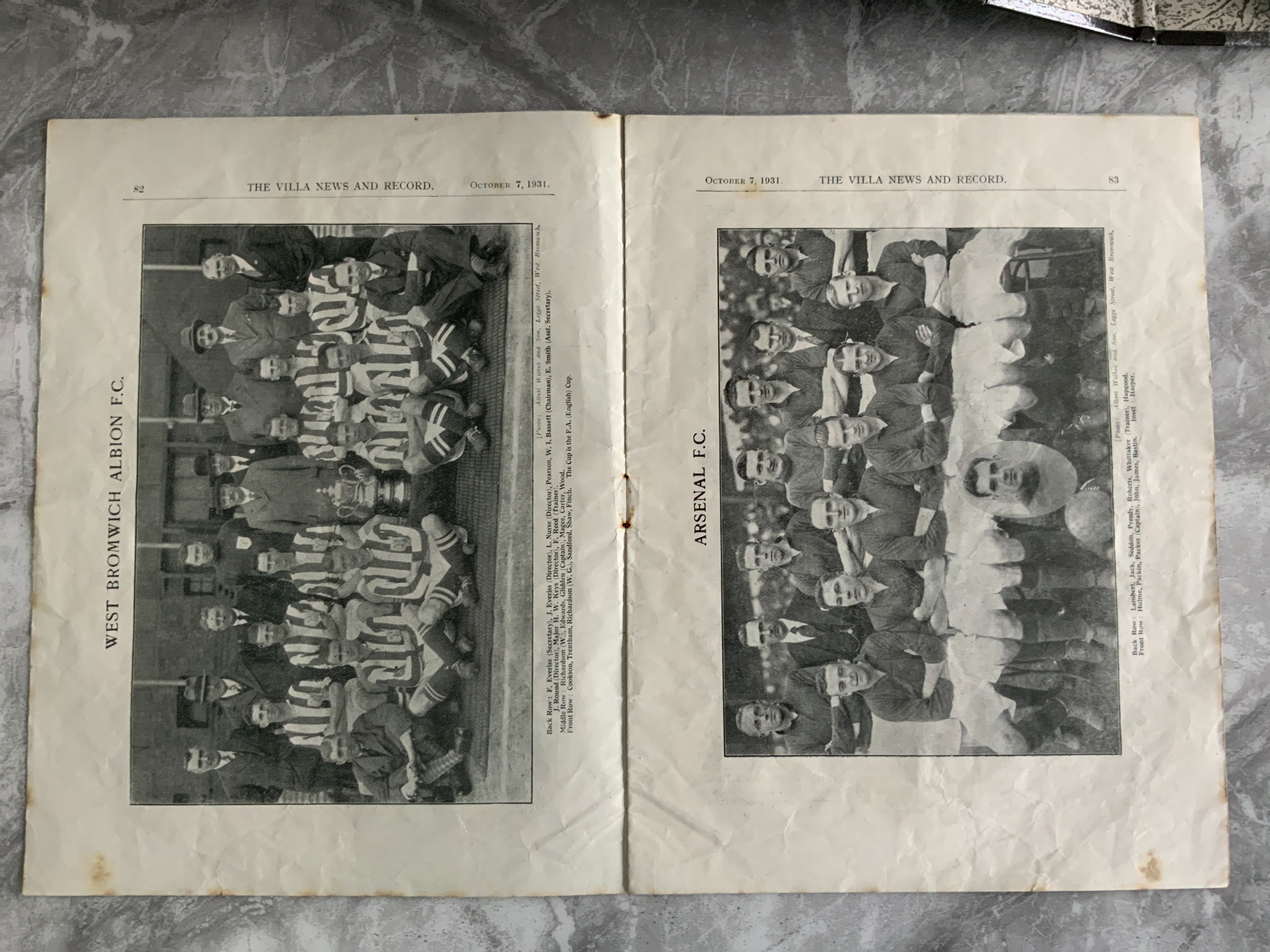 1931 Charity Shield Football Programme: West Brom v Arsenal at Aston Villa. Fair condition with - Image 2 of 3