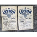 Leyton 34/35 Home Football Programmes: Matches v Enfield and Hayes Athenian League. Good. (2)
