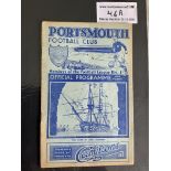 37/38 Portsmouth v West Brom Football Programme: Good condition with no team changes. Tearing to