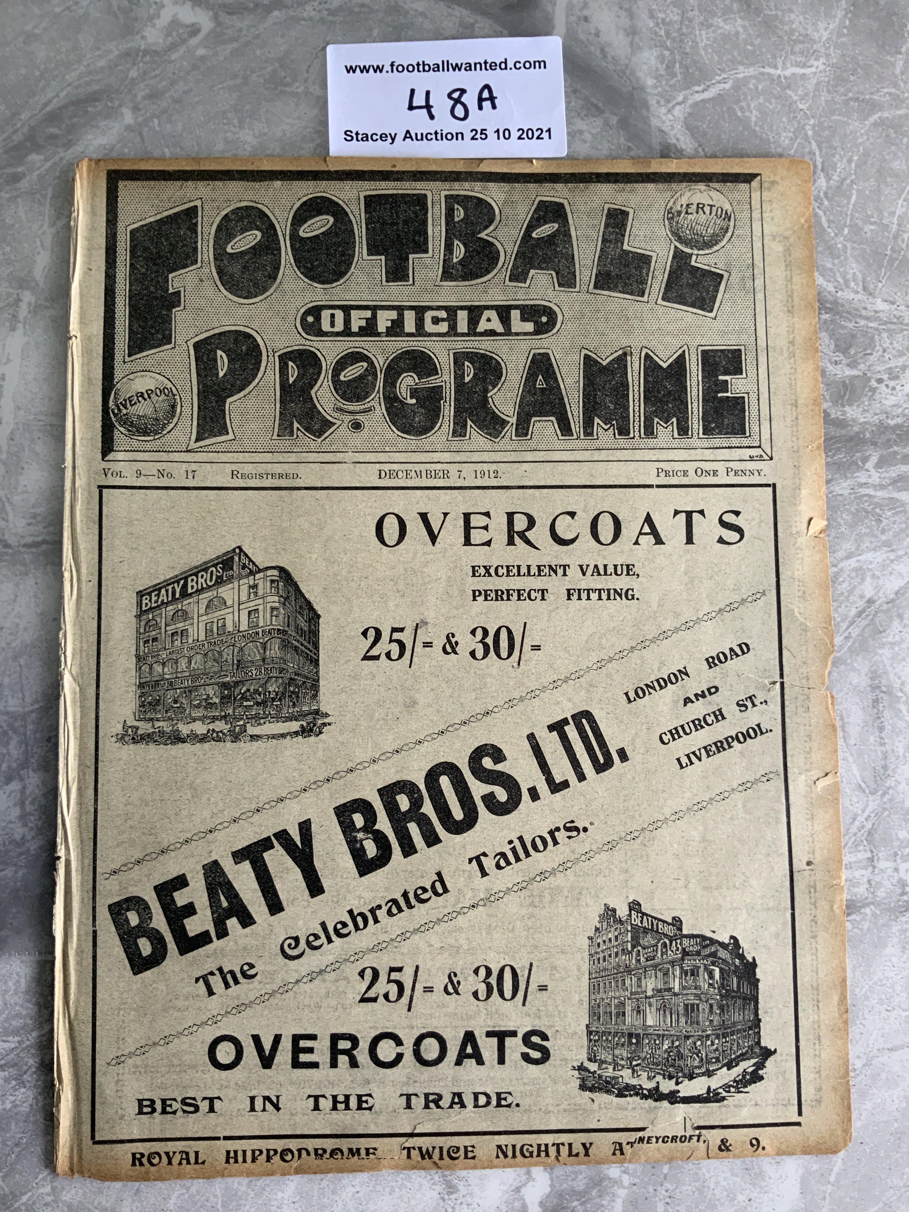 1912/1913 Everton v West Brom Football Programme: Ex bound in good condition with no team changes.