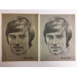 1969 Rex Benlow Signed Portrait Of George Best: Measuring 10.5 inches x 8 inches Issued free with