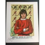 George Best Northern Ireland Signed Football Print: Philip Neill Limited Edition A4 print named