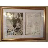 Blondes Private Members Club Large Framed Menu: Personally signed by George Best. George was paid by