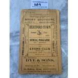 32/33 Hertford Town v Lyons Club Football Programme: First team Spartan League match in good