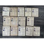 Tottenham 49/50 Home Reserve Football Programmes: Combination league + cup matches to include