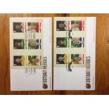 George Best First Day Covers: Football Heroes Stamps 2013. George Best stamp on each cover. (2)