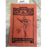 1939 FA Cup Semi Final Football Programme: Portsmouth v Huddersfield at Arsenal. Fair/good with no