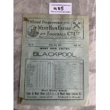 34/35 West Ham v Blackpool Football Programme: League match dated 22 4 1935. Two tape marks on spine