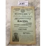 54/55 Hastings United v Brighton A Football Programme: Metropolitan League dated 4 12 1954. Very