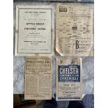 1940s Football Programmes: 45/46 Charlton v Preston corner missing, 47/48 Fulham v Birmingham,