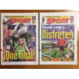 1999 Champions League Final Football Newspapers: Manchester United v Bayern Munich papers from