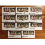 George Best First Day Covers: Football Heroes Stamps 2013. Full sheet of 11 stamps on each cover and