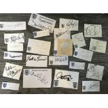 England Players Signed White Cards: various sizes often on or stuck to 3 Lions crest. Includes