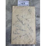 1949 England Football Team Signed Menu: Fully signed by the whole team that played Wales at Ninian