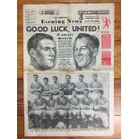 1958 FA Cup Final Football Newspaper: Manchester United v Bolton Wanderers Manchester Evening News