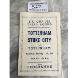 46/47 Tottenham v Stoke City Pirate Football Programme: FA Cup match issued by Ross in very good