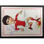 1997 Bob Bond Sporting Caricatures Postcard: Sporting Legends George Best Manchester United.