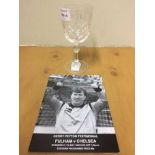 George Best Testimonial Gift: Glass goblet presented by Gerry Peyton for playing in his testimonial.