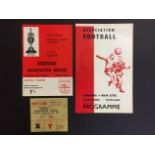 67/68 Arsenal v Manchester United Programmes + Ticket: Official and Pirate programme together with