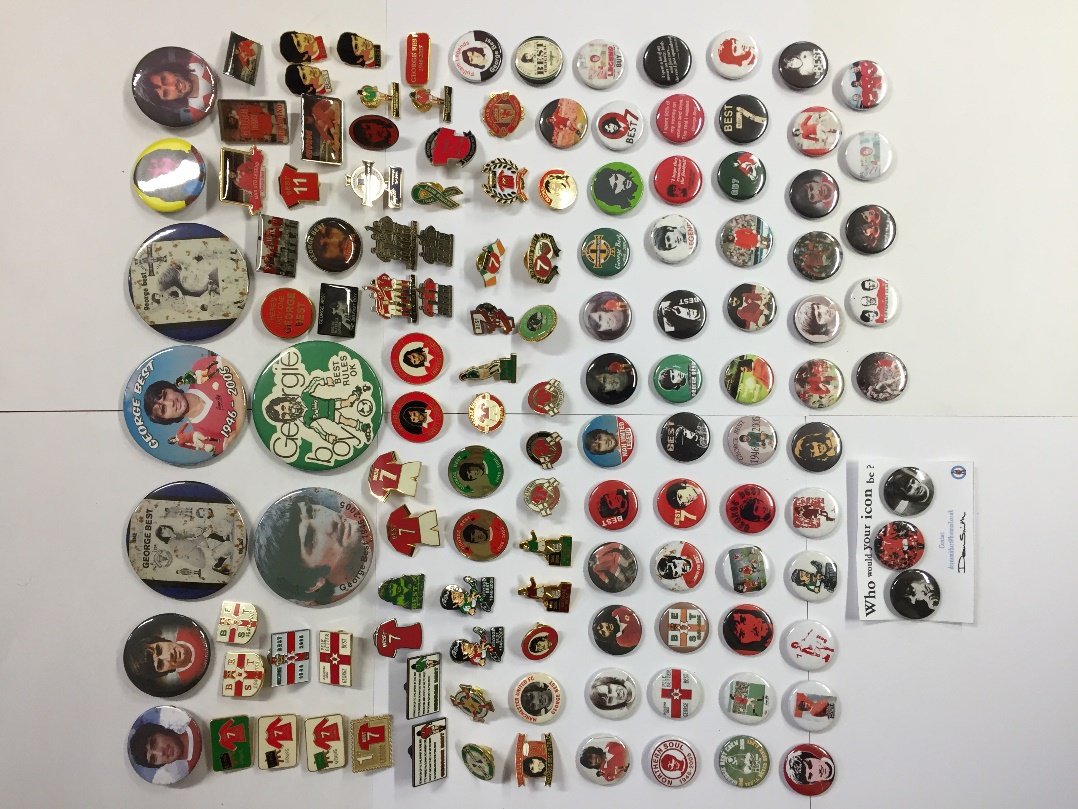 George Best Metal Badge collection: 130 different badges all featurng George Best of which some