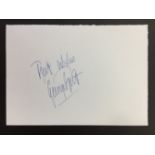 George Best Signed White Card. Measuring 150 x 100 mm and nicely signed in blue biro Best Wishes