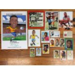 Pele Brazil Football Memorabilia: 8mm film, Cigarette Cards , Stickers, etc. Includes sticker hand