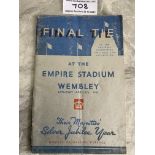 1935 FA Cup Final Football Programme: Sheffield Wednesday v West Brom in good condition with no team