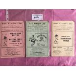 1950s Headington United Home Football Programmes: 53/54 Millwall FA Cup, 54/55 QPR, 57/58