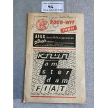 69/70 Ajax v Arsenal Fairs Cup Semi Final Football Programme: Tiny tear with autographs on cover