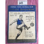 37/38 Ipswich Town v Brentford Football Programme: Very good condition friendly with no team