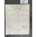 56/57 Arsenal v Wembley London FA Cup Football Programme: Single sheet dated 8 10 1956. Unwritten in