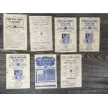 QPR Home Football Programmes: 49/50 Hull, 51/52 Southend LMWL, 54/55 Southend Combination Cup,